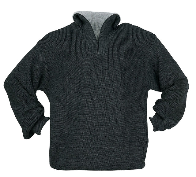 SCHEIBLER Troyer-Pullover anthrazit Gr. M – Schwerer Perlfangstrick mit Reißverschlusskragen