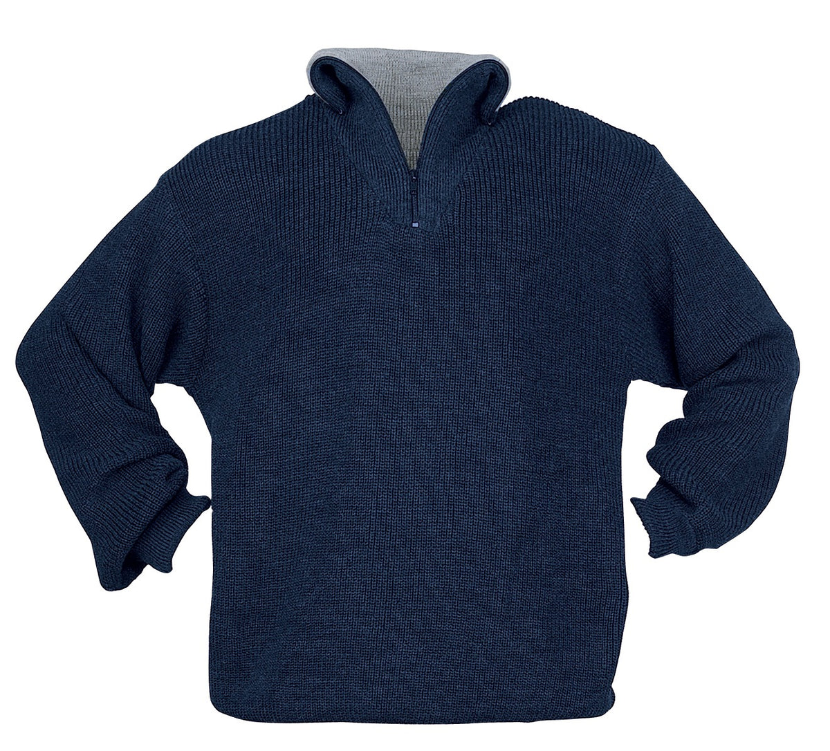 SCHEIBLER Troyer-Pullover anthrazit Gr. M – Schwerer Perlfangstrick mit Reißverschlusskragen
