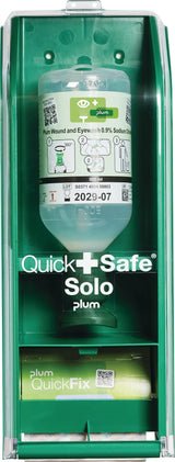 PLUM Augenspülstation QuickSafe Solo 0,5 l mit Pflasterrefill B140 mm – Erste-Hilfe-Ausrüstung