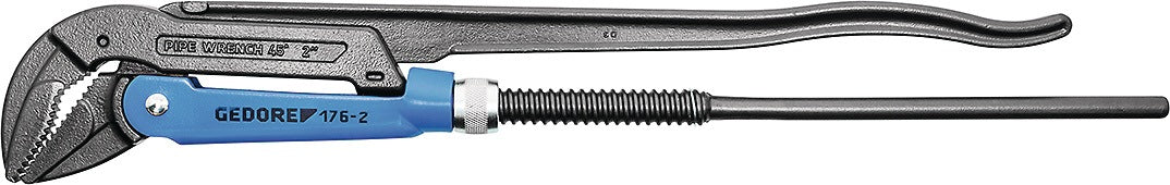 GEDORE Eckrohrzange Eck-Schwede® 320 mm für 1" Rohre – 52° abgewinkelter Kopf