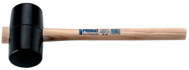 PROMAT Gummihammer DIN 5128 mit Eschenstiel, 90 Shore A, Kopf-Ø 64 mm, flache Bahn
