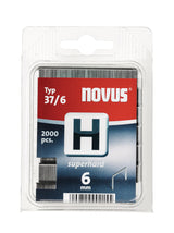 NOVUS Feindrahtklammern H Typ 37, 2000 Stück, 10,6 mm Breite, 6 mm Schenkellänge, superhart