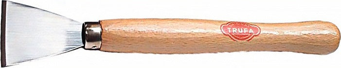 Entrostungsspachtel 50 mm fein poliert von TRUFA mit rundem Holzheft