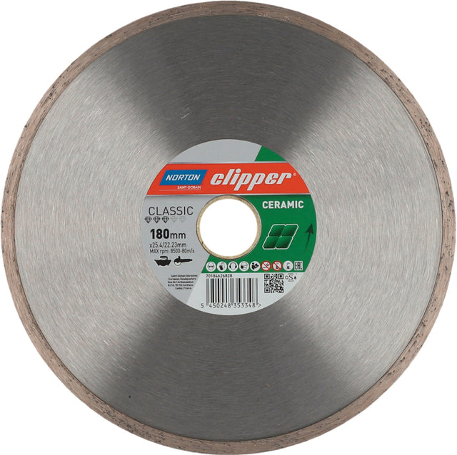 NORTON CLIPPER Diamanttrennscheibe Classic Ceramic Ø 180 mm für glasierte Materialien