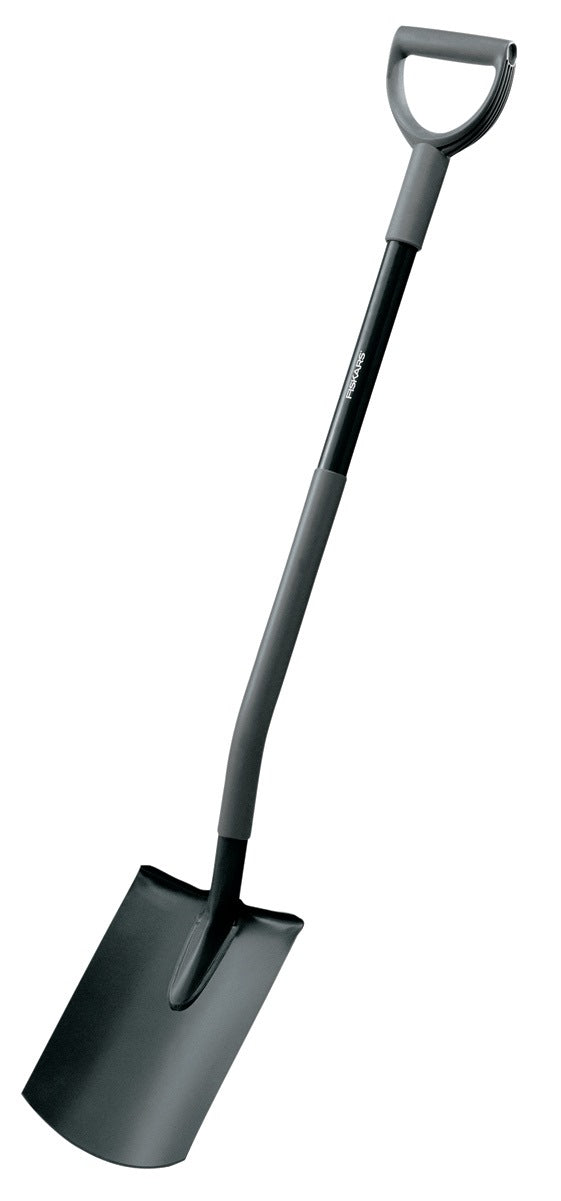 FISKARS Gärtnerspaten rund mit D-Griff – Scharfe Kante, 1250 mm Stiel