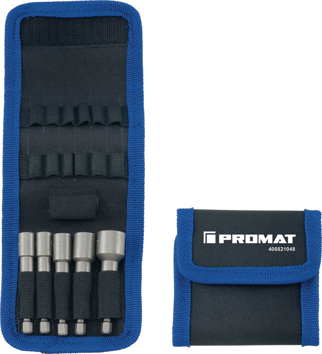 PROMAT Steckschlüsselsortiment 5-teilig SW 6/7/8/10/13 mm Antrieb 1/4″ 6-Kant E6,3