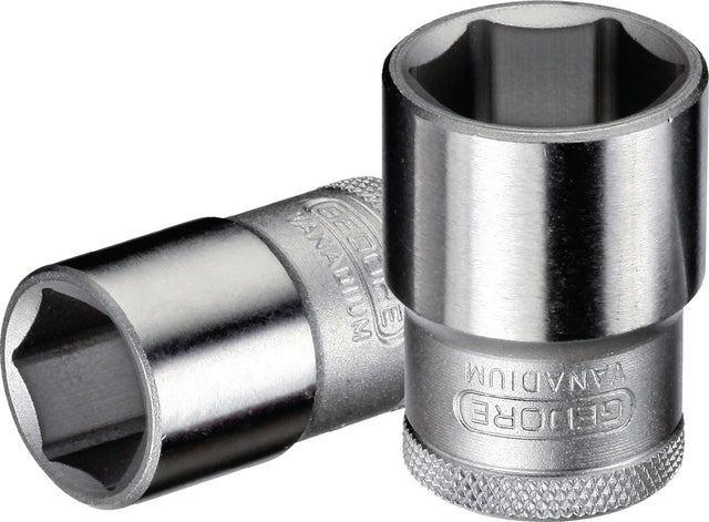 GEDORE Steckschlüsseleinsatz 1/2 Zoll 6-kant SW 8 mm, Länge 38 mm, Vanadiumstahl verchromt
