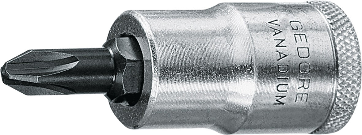 GEDORE Steckschlüsseleinsatz IKS 19 1/2 Zoll PH 2 Länge 60 mm – Kreuzschlitz-Einsatz für Hand- und Maschinenbetrieb