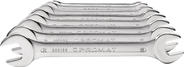 PROMAT Doppelmaulschlüsselsatz 8-teilig SW 6-22 mm CV-Stahl verchromt
