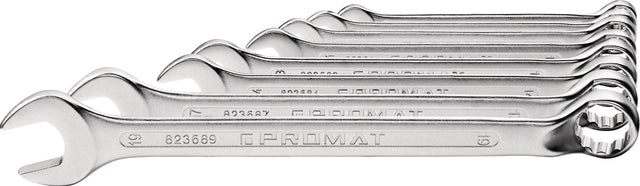 PROMAT Ringmaulschlüsselsatz 8-teilig SW 8-19 mm Form B CV-Stahl verchromt