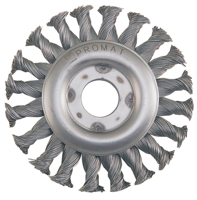 PROMAT Rundbürste Ø125 mm, Drahtstärke 0,5 mm, gezopft, für Schweißnähte und Entgraten