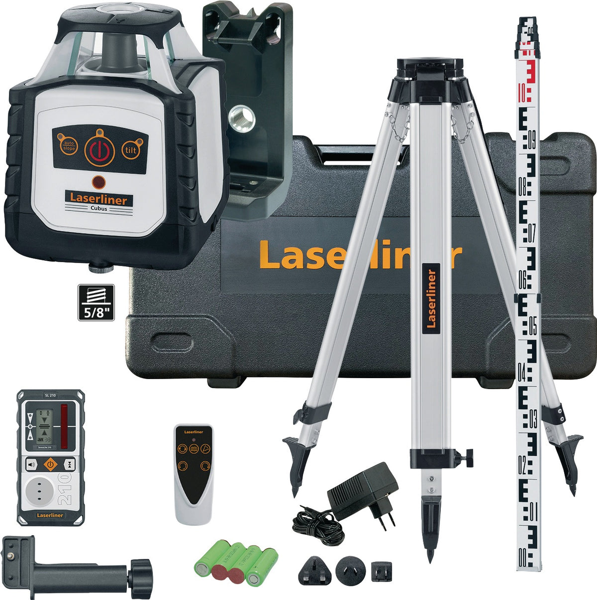 Rotationslaser Cubus 210 S max. 200 m ± 4° LASERLINER – Vollautomatisch mit Set