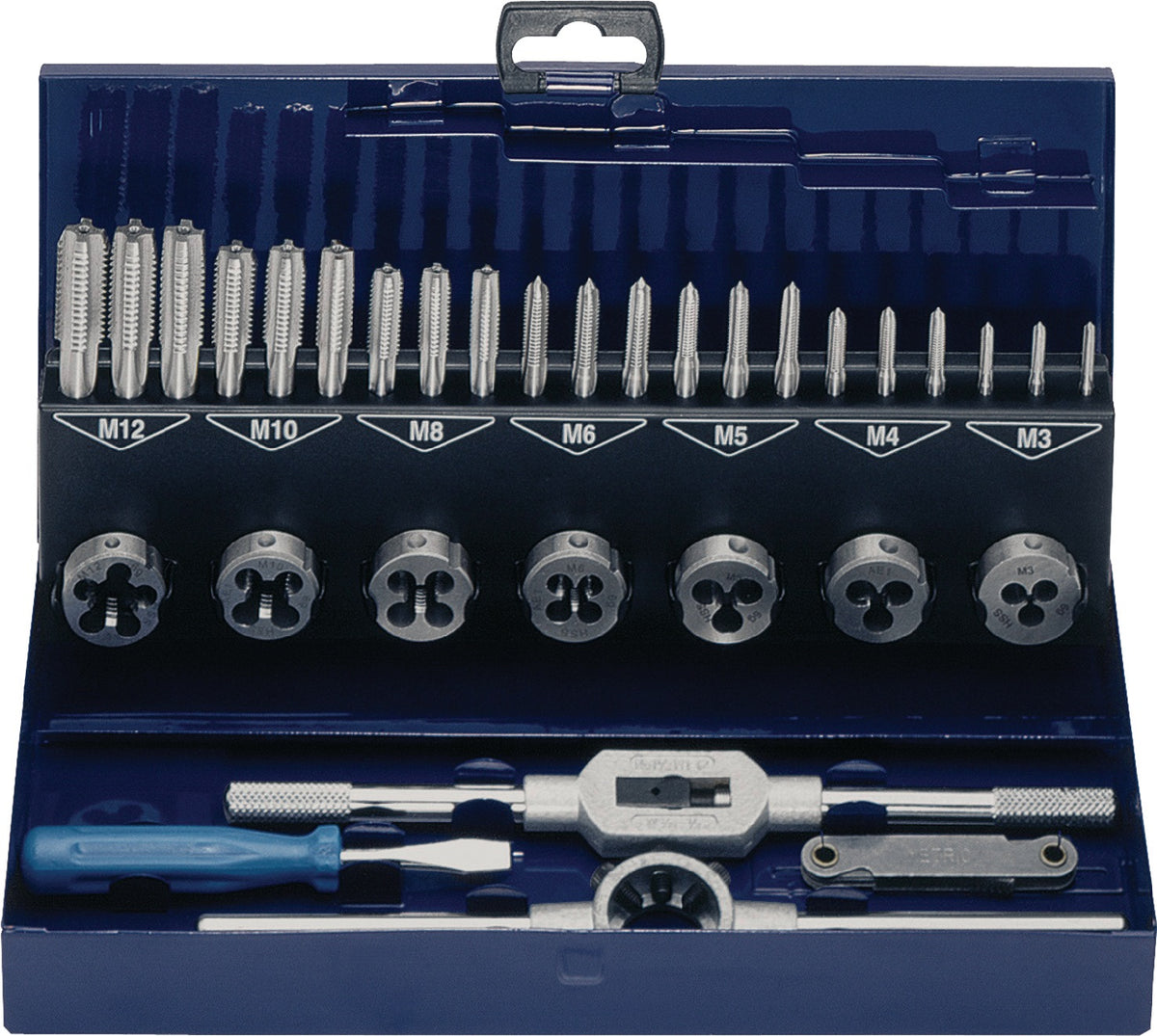 PROMAT Gewindeschneidzeugsatz M3-M12 32-teilig HSS in Metallkassette