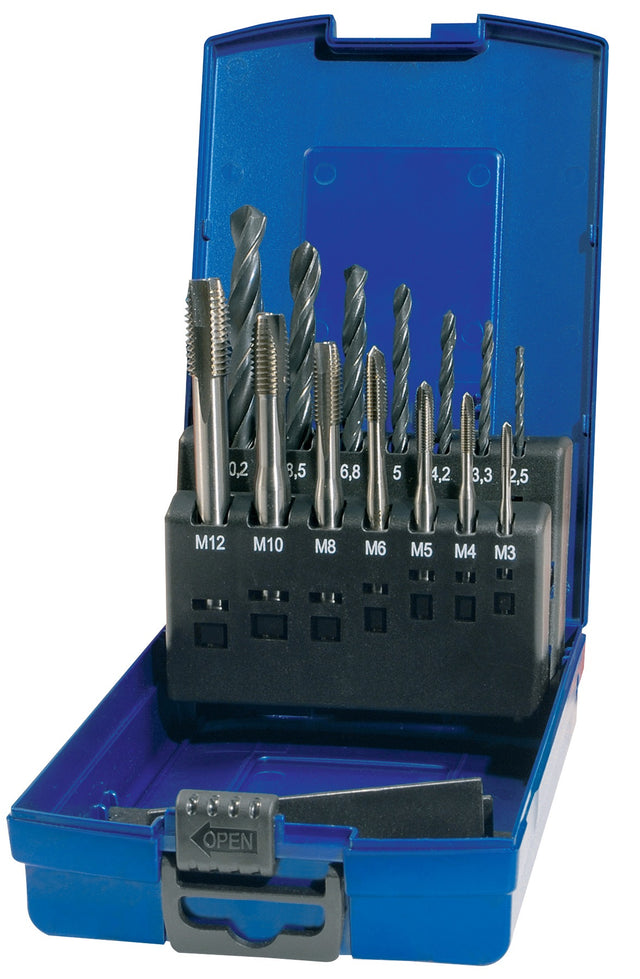 PROMAT Maschinengewindebohrerset DIN 371/376 B VA M3-M12 14tlg. HSS-Co in Kunststoffkassette