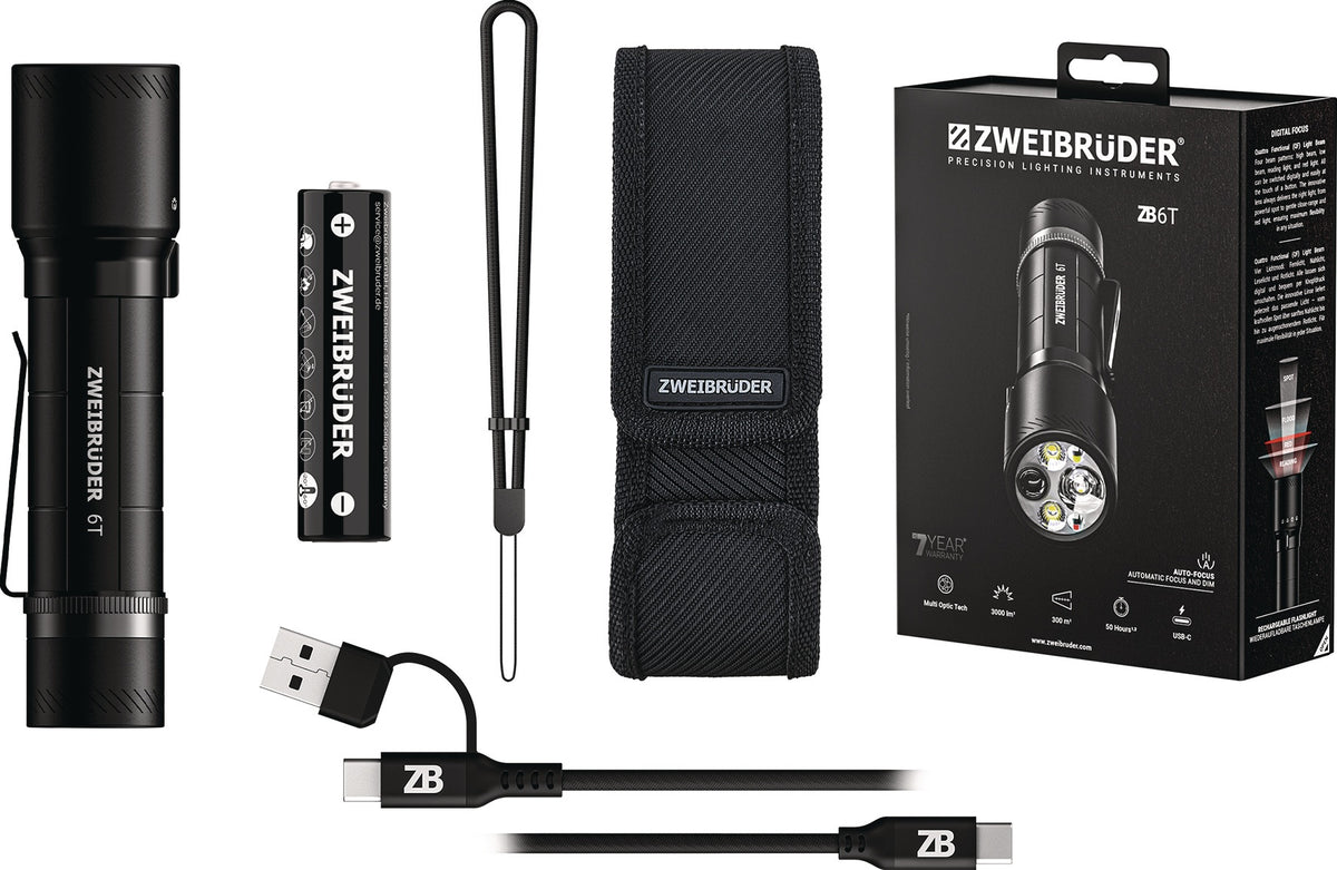 ZWEIBRÜDER LED-Taschenlampe ZB4P 50-400 lm Akku Li-Ion 30-90 m schwarz