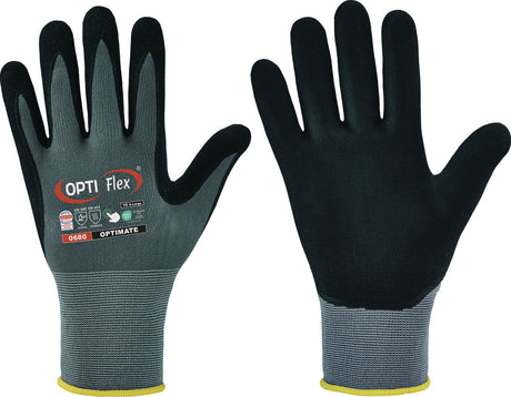 Handschuhe OPTIMATE Gr.6 grau/schwarz EN 420/EN 388 PSA II OPTIFLEX – 12 Paar