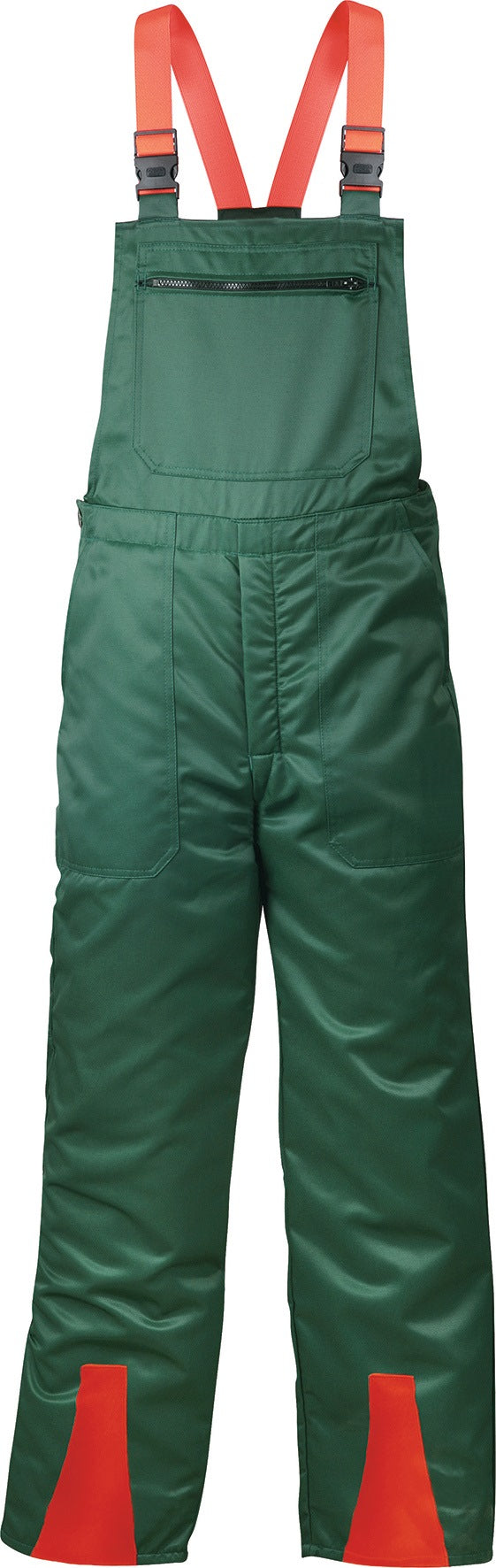 Schnittschutzlatzhose FICHTE Gr.50 grün/rot FELDTMANN – EN 381-2+5, Klasse 1, Form A