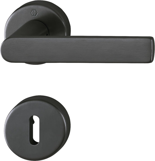 HOPPE Rosettengarnitur Los Angeles M1642/42KV/42KVS – Schwarz satiniert, DIN L/R, 8 mm Vollstift