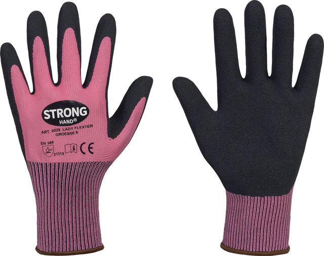 STRONGHAND LADY FLEXTER Handschuhe Gr. 6 pink/schwarz EN 420/EN 388 PSA II – 12 Paar