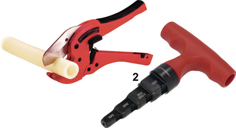 ROTHENBERGER Promo-Set Die Schnittigen 2-teilig – Kunststoffschere ROCUT TC 42 Professional & Kalibrierwerkzeug ROCALIBER S