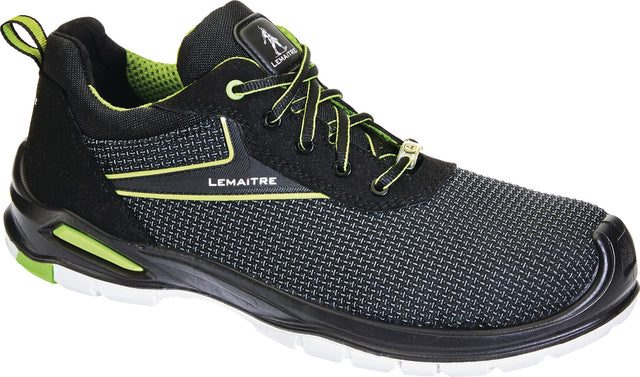 LEMAITRE Sicherheitsschuh Ringo S3 SRC ESD mit Aluminium-Zehenkappe, schwarz/grün, Gr. 40, Weite M