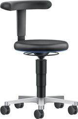 BIMOS Drehhocker Alu poliert Kunstleder schwarz Sitzhöhe 450-650 mm mit Rollen