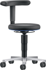 BIMOS Drehhocker Alu poliert Integralschaumpolster schwarz Sitzhöhe 450-650 mm mit Rollen