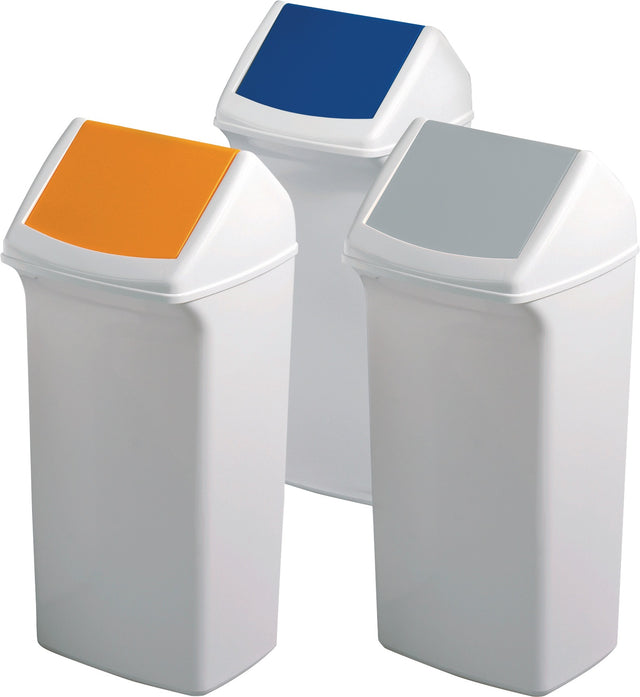 DURABLE Wertstoffsammler 40 l mit Deckel – weiß/gelb, H747xB320xT366 mm