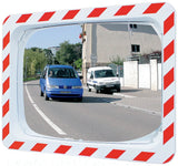 SPL Verkehrsspiegel 400x600 mm für 2 Richtungen, rot/weiß, inkl. Halterung, 9 m Sichtweite