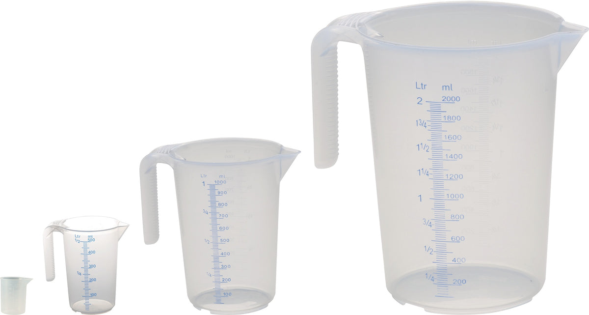HÜNERSDORFF Messkannen-Set Polypropylen transparent – 4-teilig mit offenem Griff