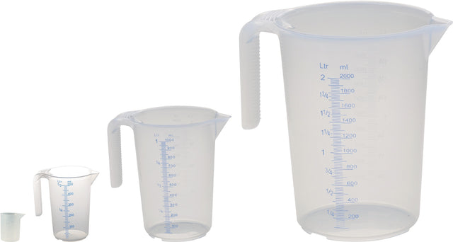HÜNERSDORFF Messkannen-Set Polypropylen transparent – 4-teilig mit offenem Griff