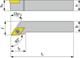 PROMAT Klemmdrehhalter SDJCR 1212 F11 rechts Außendrehen vernickelt