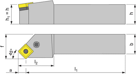 PROMAT Klemmdrehhalter PSSNR 2525 M12 rechts vernickelt für Außendrehen