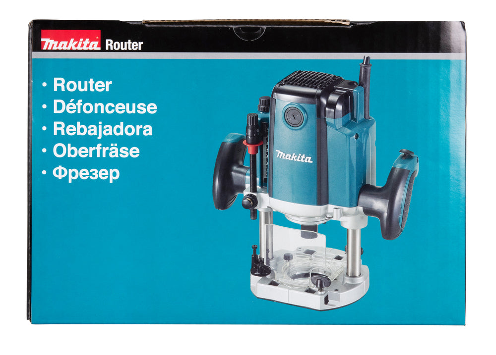 Makita Oberfräse – präzise Tiefeneinstellung & werkzeugloser Kopierhülsenwechsel - RP1802X07