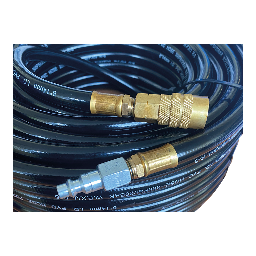 M7 Power-Werkzeuge - 1/4" PVC-Druckluftschlauch 8*14mm, 25M mit Anschlüsse SD26125A