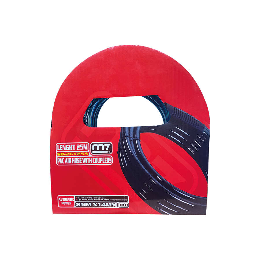 M7 Power-Werkzeuge - 1/4" PVC-Druckluftschlauch 8*14mm, 25M mit Anschlüsse SD26125A