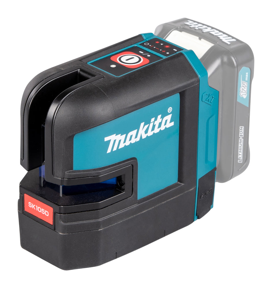 Makita Akku-Kreuzlinienlaser – rote Linien, selbstnivellierend, IP54 & 40 h Laufzeit - SK105DZ