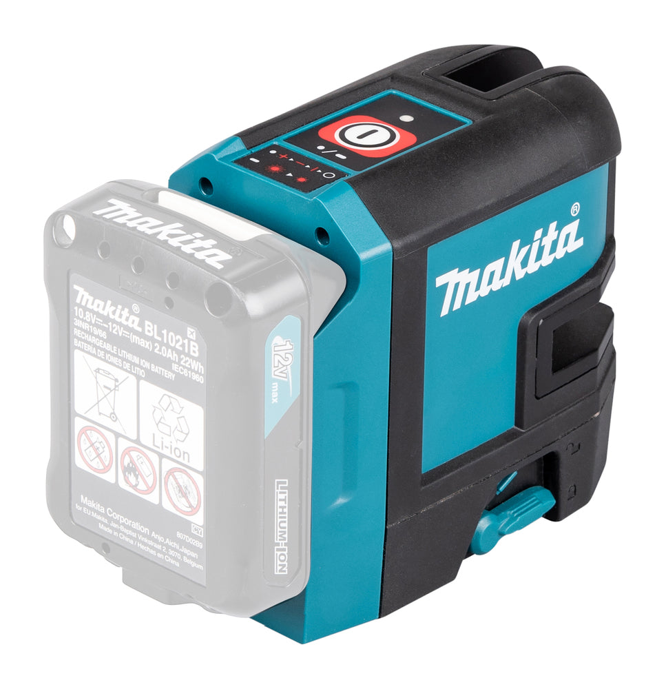 Makita Akku-Kreuzlinienlaser – rote Linien, selbstnivellierend, IP54 & 40 h Laufzeit - SK105DZ