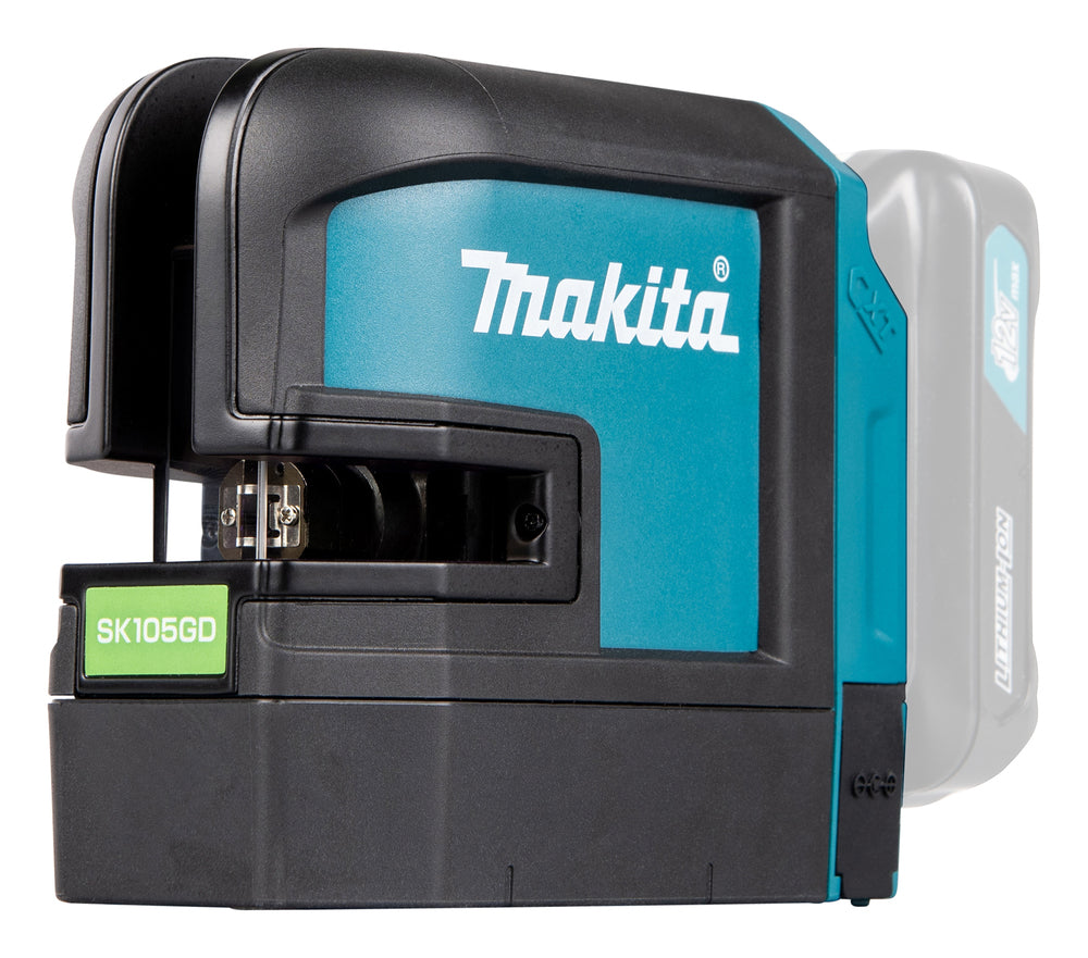 Makita Akku-Kreuzlinienlaser – grüne Linien, selbstnivellierend, IP54 & 20 h Laufzeit - SK105GDZ