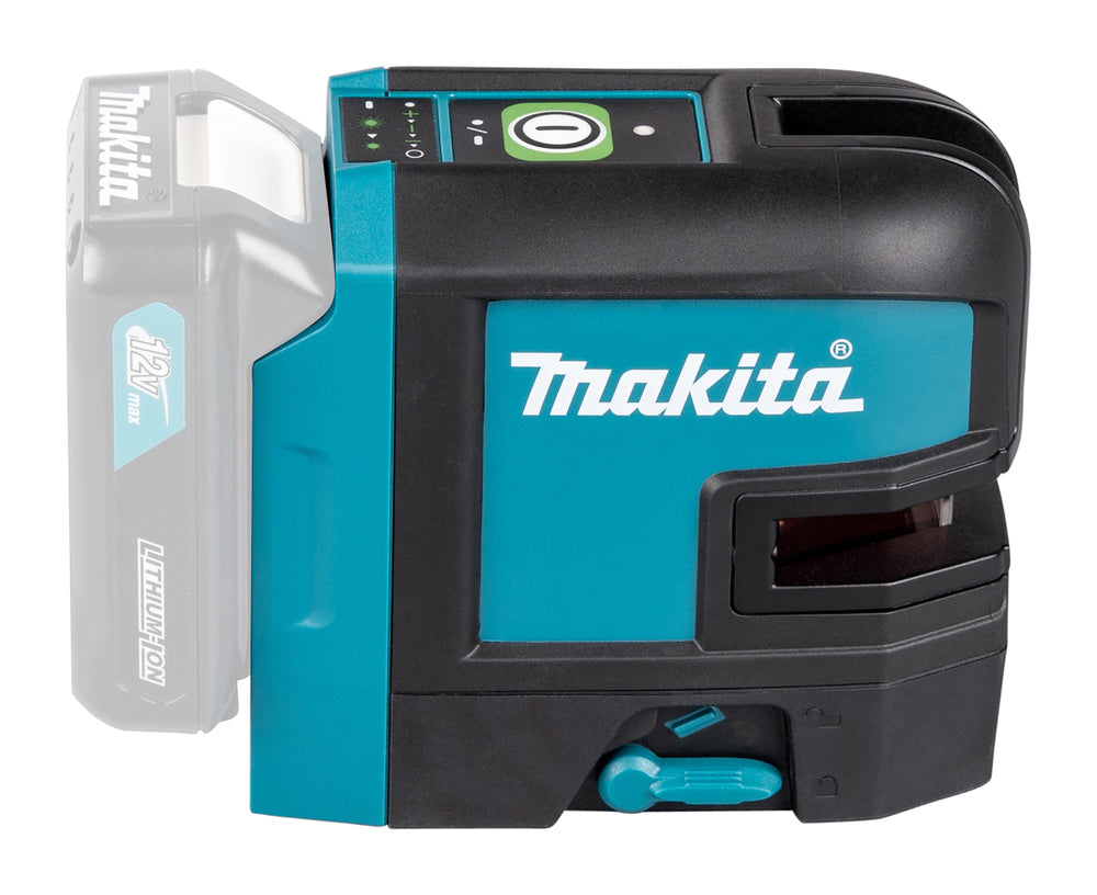 Makita Akku-Kreuzlinienlaser – grüne Linien, selbstnivellierend, IP54 & 20 h Laufzeit - SK105GDZ