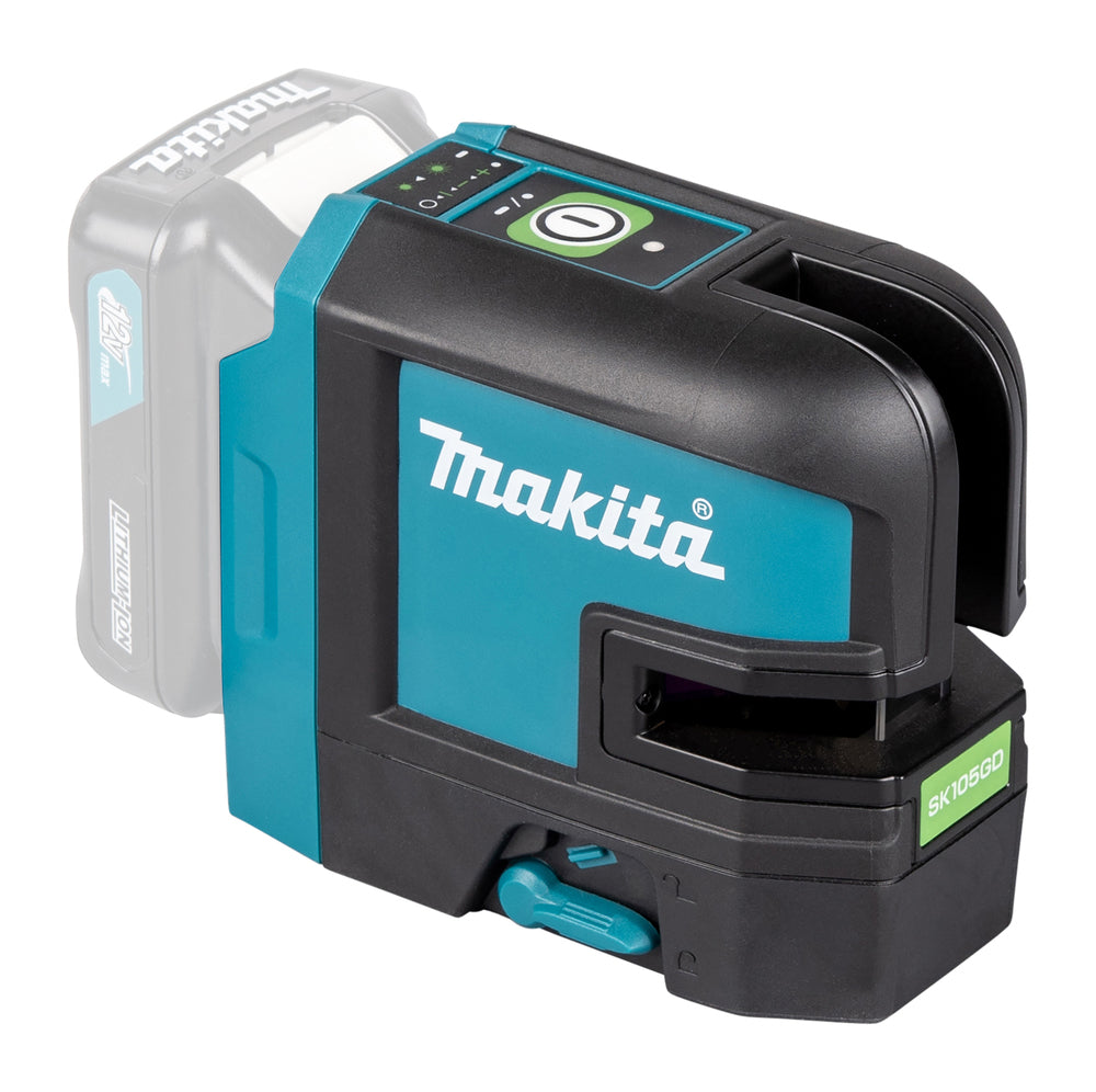 Makita Akku-Kreuzlinienlaser – grüne Linien, selbstnivellierend, IP54 & 20 h Laufzeit - SK105GDZ