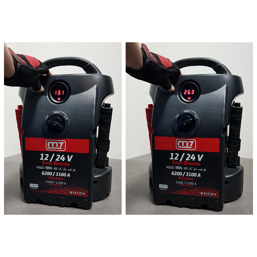M7 Power-Werkzeuge - 12/24V Starthilfe Booster 2400/1200CA - 6200/3100PA ST6200
