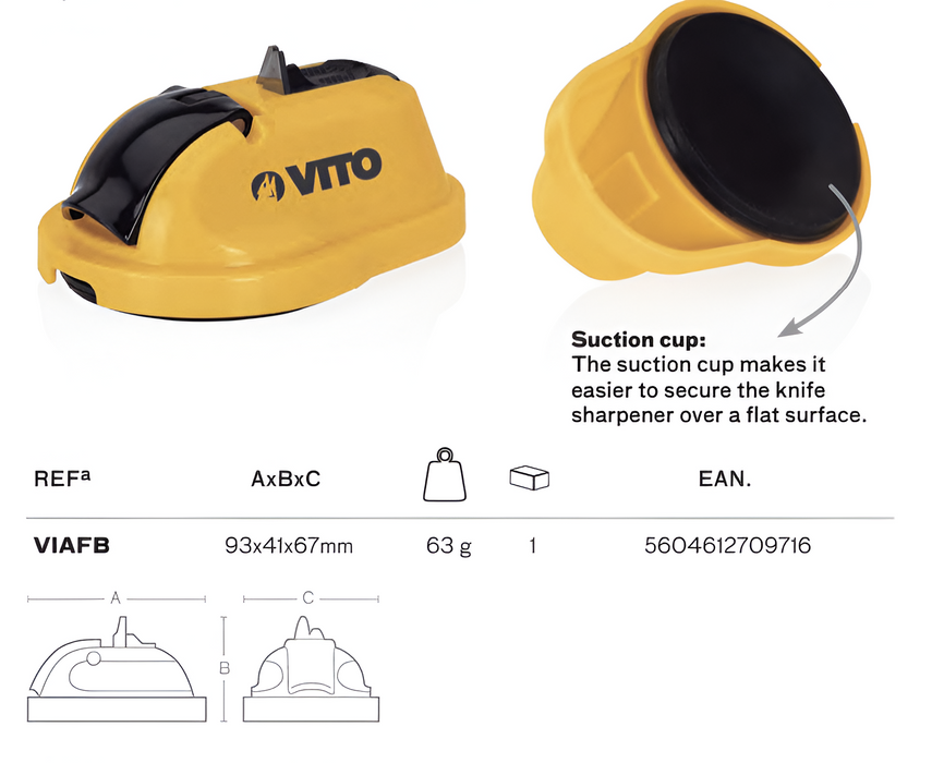 VITO - Praktischer Messerschärfer aus ABS - Kunststoff mit Saugnapf