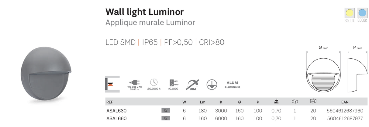 ASLO Stylische 6000K runde LED Design Außenleuchte Outdoor LED 6W - LED Outdoor Wandleuchte - ASAL660