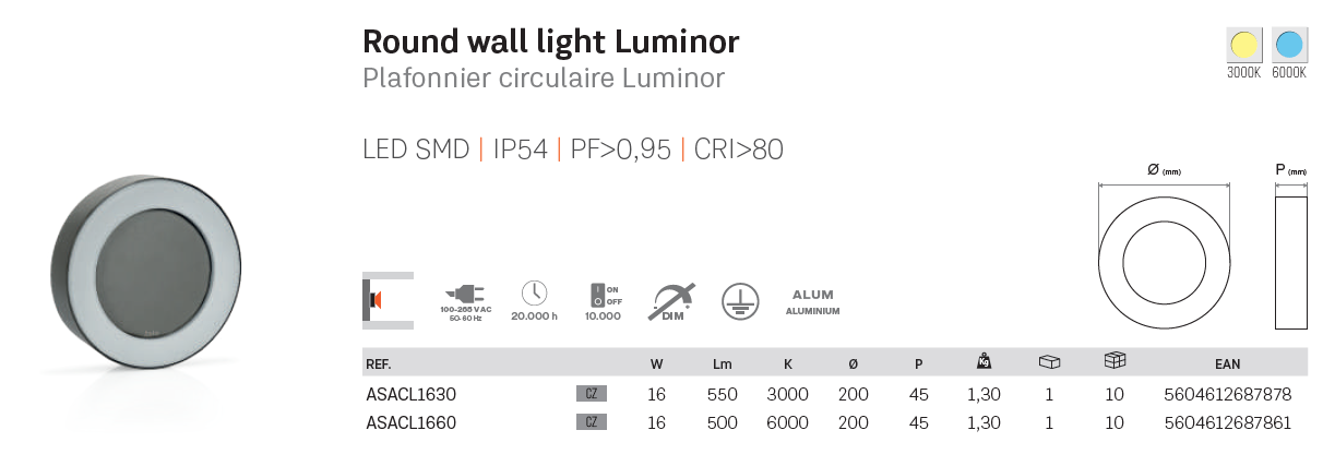 ASLO 3000K, 16 W LED Wandleuchte Stylische runde Design LED Aussenleuchte, Wandleuchte