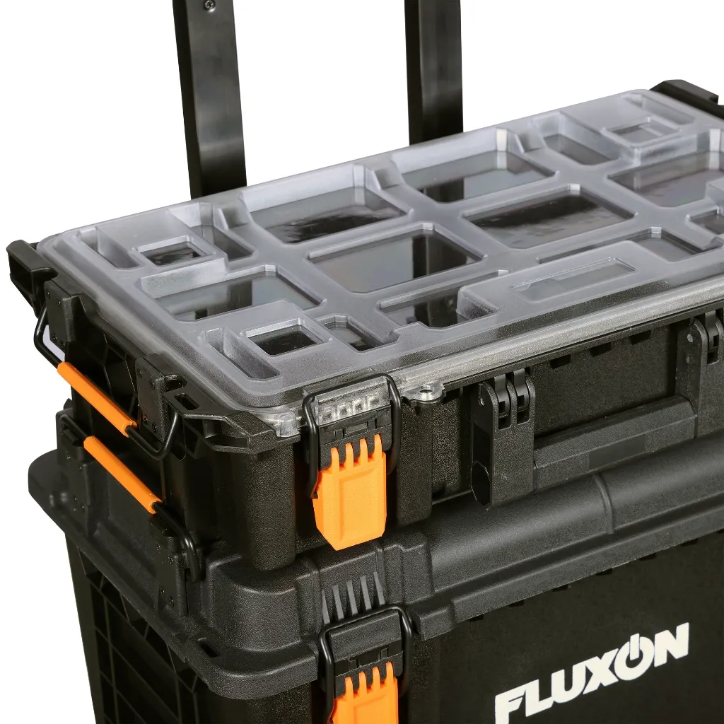 Fluxon 3-teiliges stapelbares Werkzeugkofferset mit Rollen – 100 kg - TBP03L