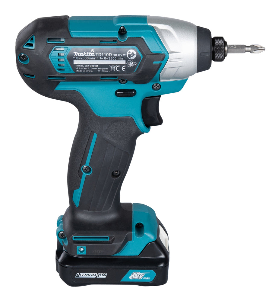 Makita Akku-Schlagschrauber – 110 Nm Drehmoment, kompakt, LED & 1/4" Schnellbefestigung - TD110DSMJ