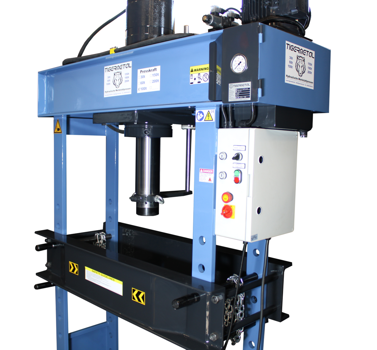 Tigermetal Hydraulische Werkstattpresse 150 Tonnen Automatik – Serienfertigung auf Industrie-Niveau - TMWH150A