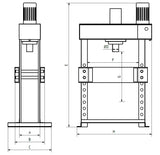 Tigermetal Hydraulische Werkstattpresse 30 Tonnen mit Dualpumpe, verschiebbarem Zylinder - TMWH30