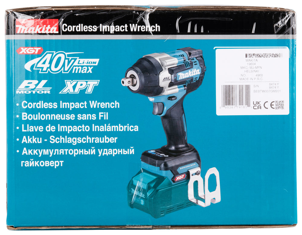 Makita Akku-Schlagschrauber 40V max – 760 Nm, bürstenlos, Auto-Stopp & LED-Nachglimmfunktion - TW007GM201